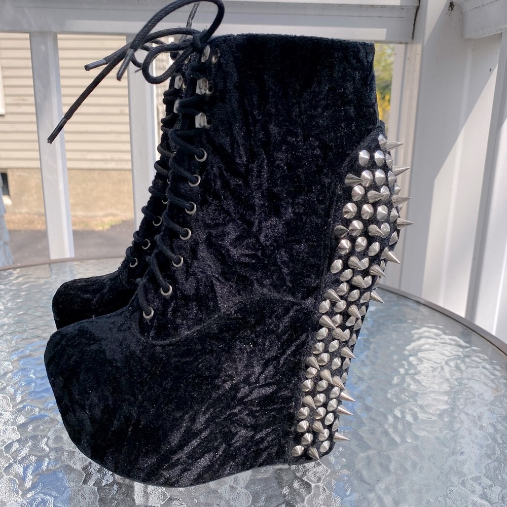 Jeffrey Campbell Black Velvet Damsel Spiked Boot
